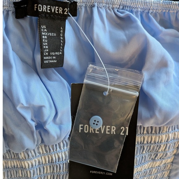 NWT Forever 21 Blue Gingham Puff Sleeve Crop Top Sz L‎ Cottagecore Coquette - Picture 10 of 10